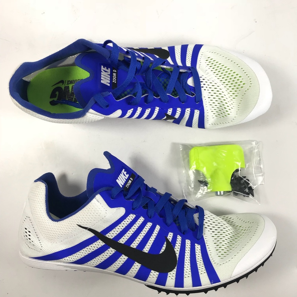 NIKE Zoom D Track Spikes Size 8.5 White Black Blue